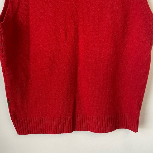 J. Crew Men’s Red/Gray Lambswool Argyle Sweater Vest Preppy Academia Size Large - Picture 7 of 16